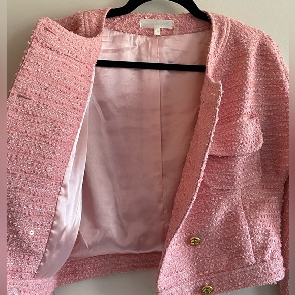 LoveShackFancy Keiran Cropped tweed Jacket in Pastel Peony - Picture 12 of 12